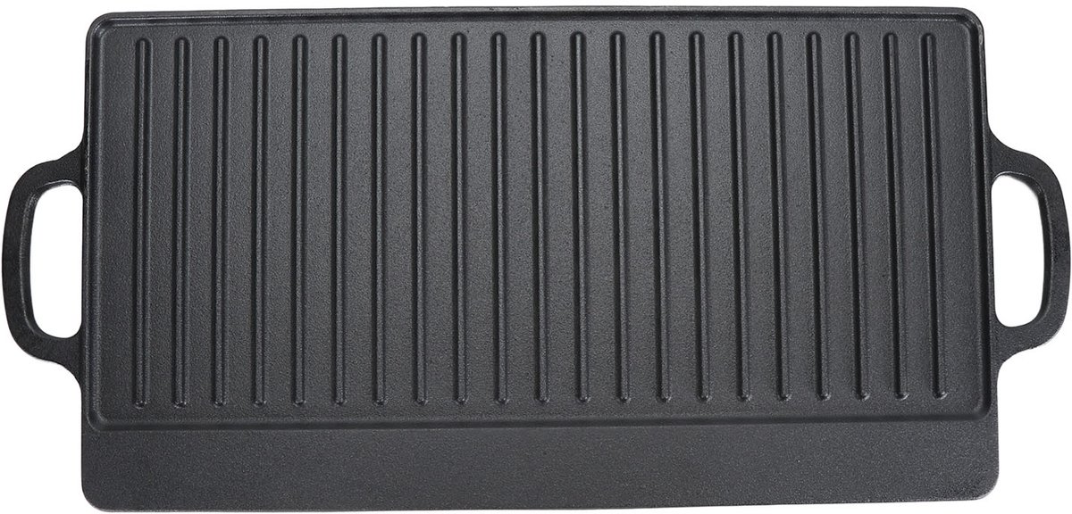 Gietijzeren Omkeerbare Grill en Bakplaat - Voorverwarmd, 50x25 cm