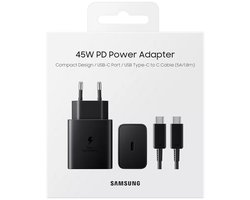 Samsung Super Fast Charge 45W Power Adapter – incl 1.8m USB-C naar USB-C kabel – Zwart