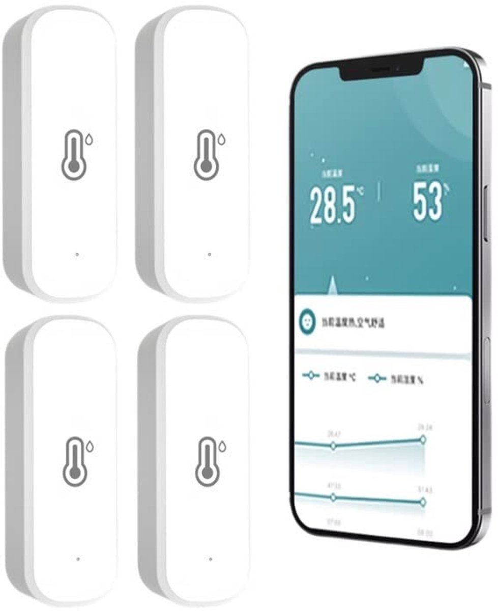 Dailygoody - Wifi-thermometer - Hygrometer - Nauwkeurige temperatuursensor - Compact formaat - App-notificaties - Ideaal voor binnengebruik - Perfect .