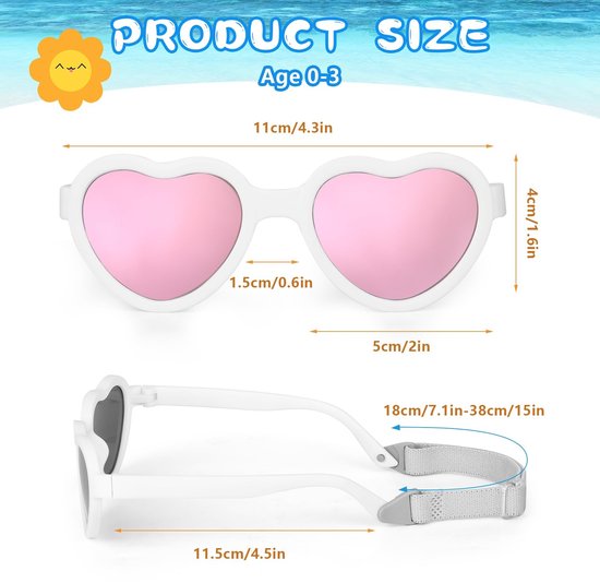 Dailygoods - Dailygoody - Baby Zonnebril - UV-bescherming - Gepolariseerd - Verstelbare Riem - Flexibel - Voor kinderen van 0-3 jaar - Zonnebril voor jongens van Dailygoods — afbeelding 3