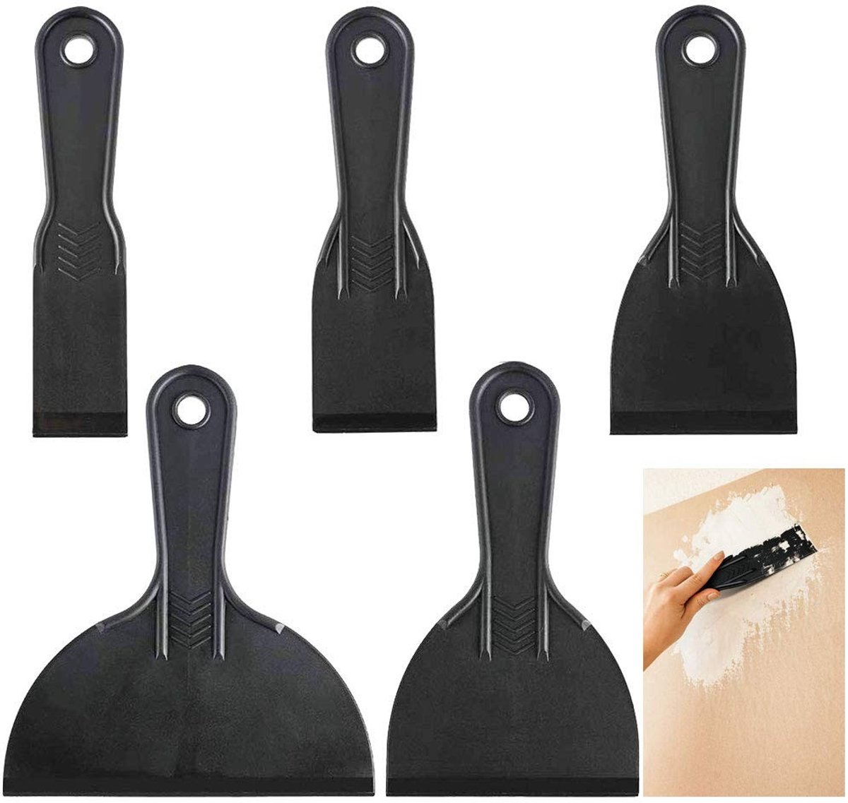 Kunststof spatels set voor schilders - Flexibele spatelmes - Set van 5 stuks