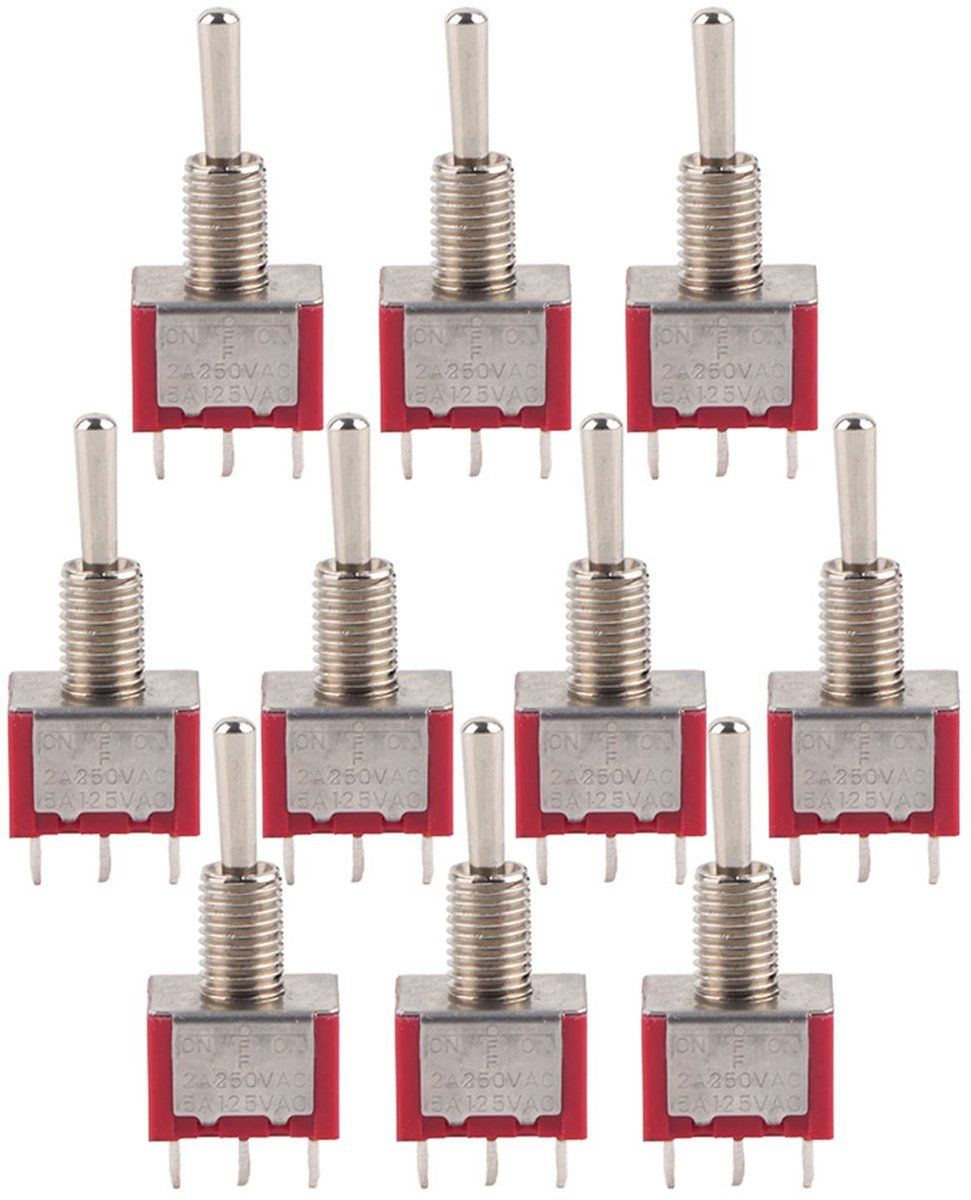 Dailygoody - Momentane Toggle Switch - DPDT 6-Pin - Compact & Duurzaam - 2A/250VAC - Voor schakelen van apparaten - Betrouwbare prestaties - Geschikt ...