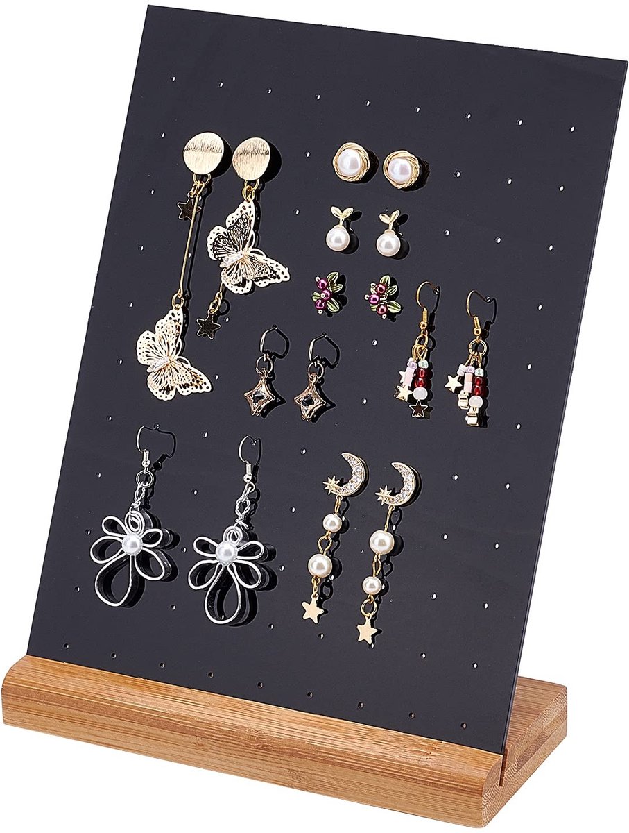 Dailygoody - Earring Holder - Sieraden Organizer - Compact Design - Zwart - Oorbellen Display - 70 Gaten - Perfect voor Vrouwen - Modern