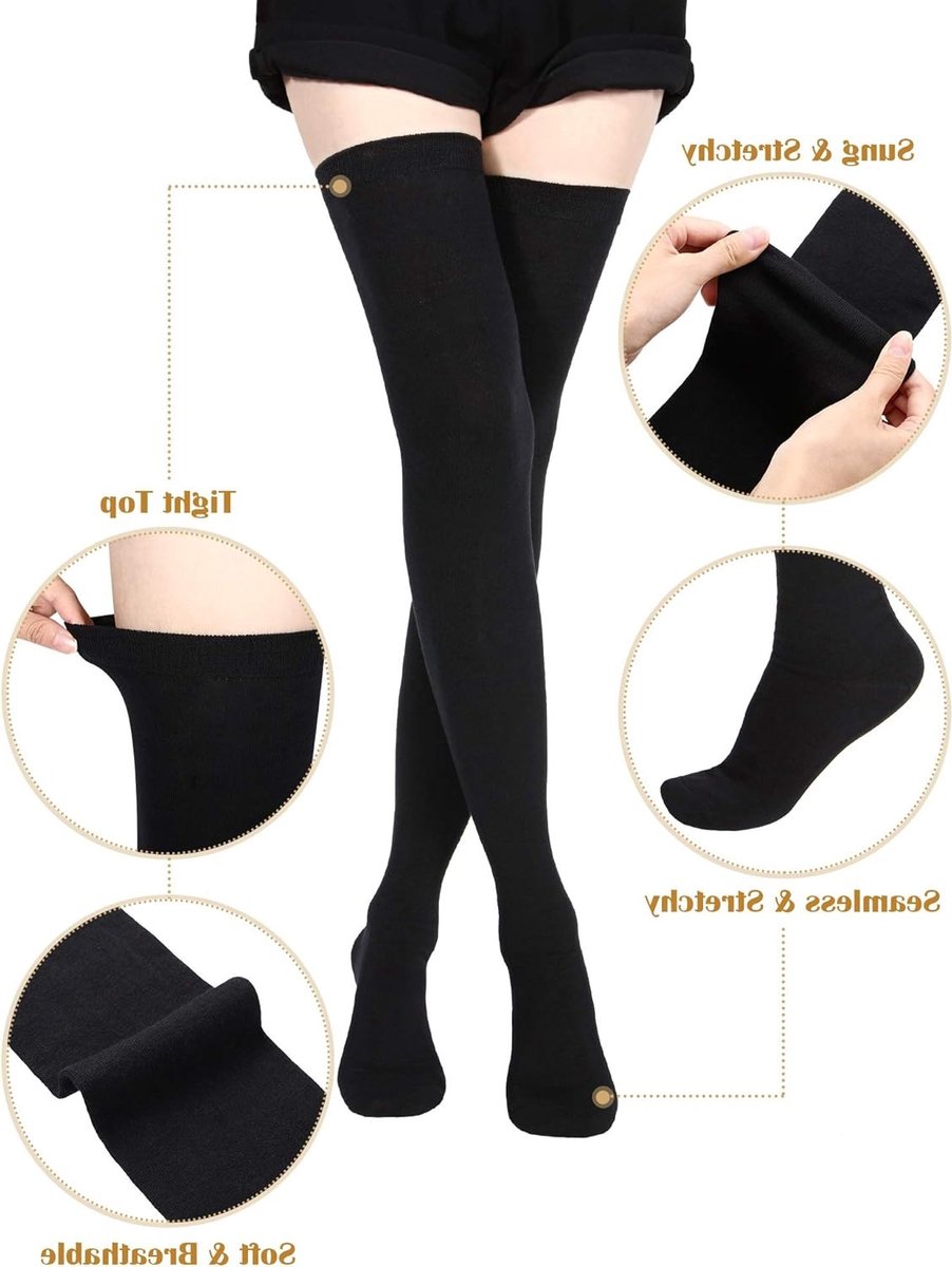Over the Knee Thigh High Sokjes voor Dames - Gestreepte Boot Sokken, Cosplay Kousen en Warme Tube Sokken voor Meisjes