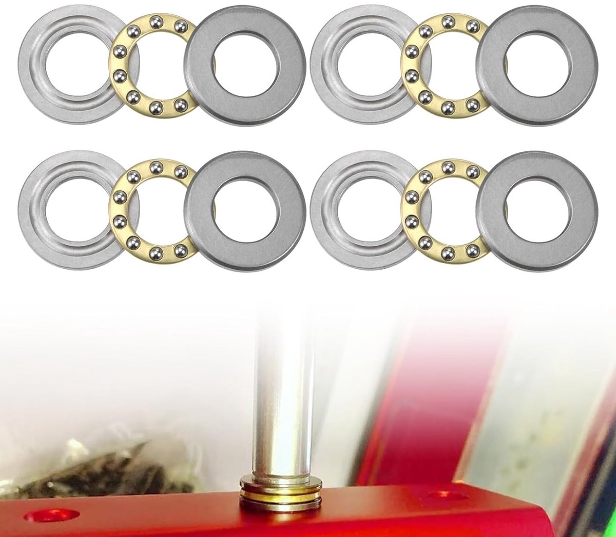 Miniatuur Axiale Lagertjes, 4 Stuks, F8-22 m, 8 x 22 x 7 mm, Precisie Thrust Ball Lagertjes, Geschikt voor Hoses, Motoren en Machines