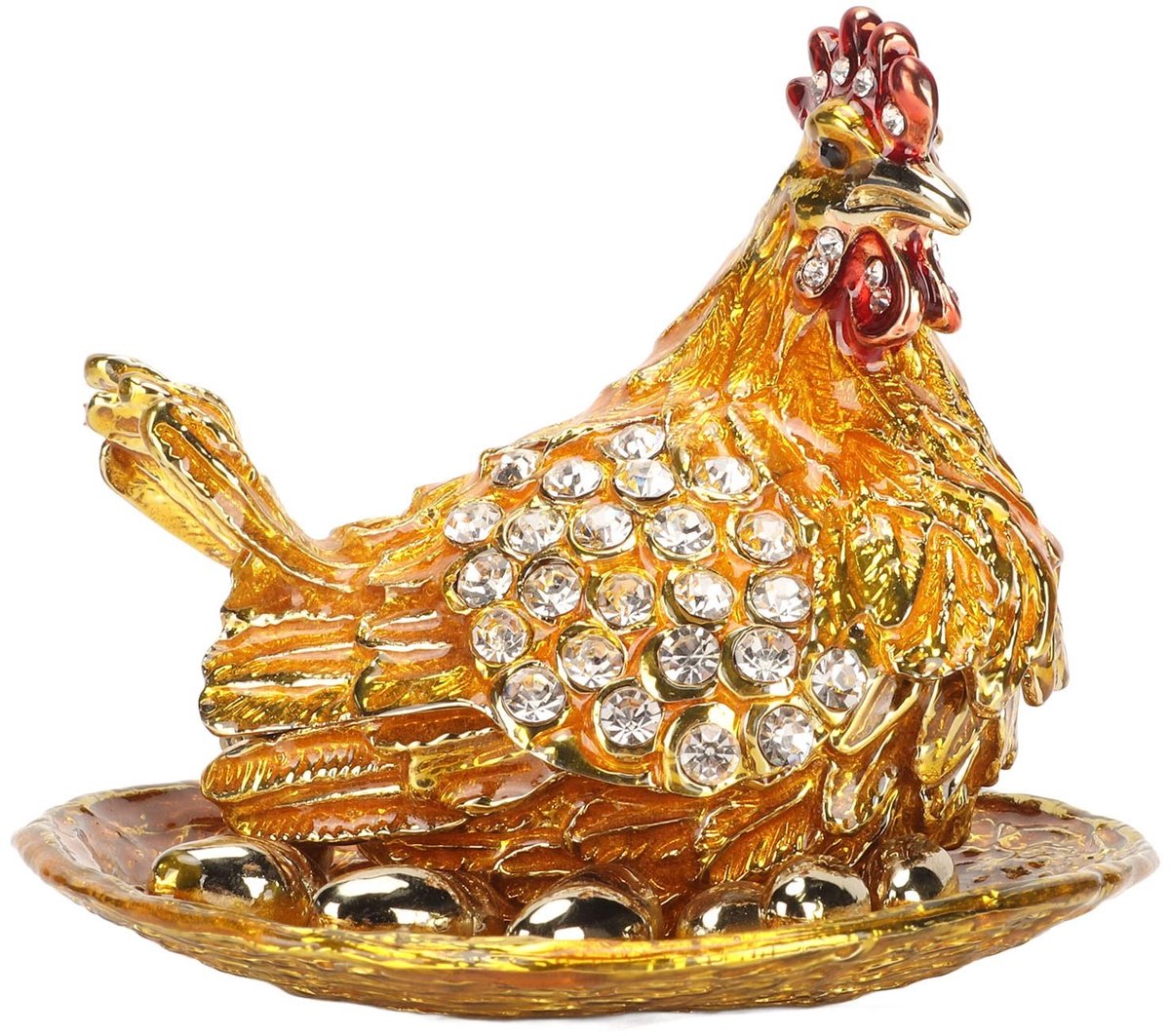Allecto - Sieradendoosje - Gouden sieradendoosje voor eieren - Creatief sieradenkistje - Ringhouder voor kinderen - Woondecoratie - Geschenken