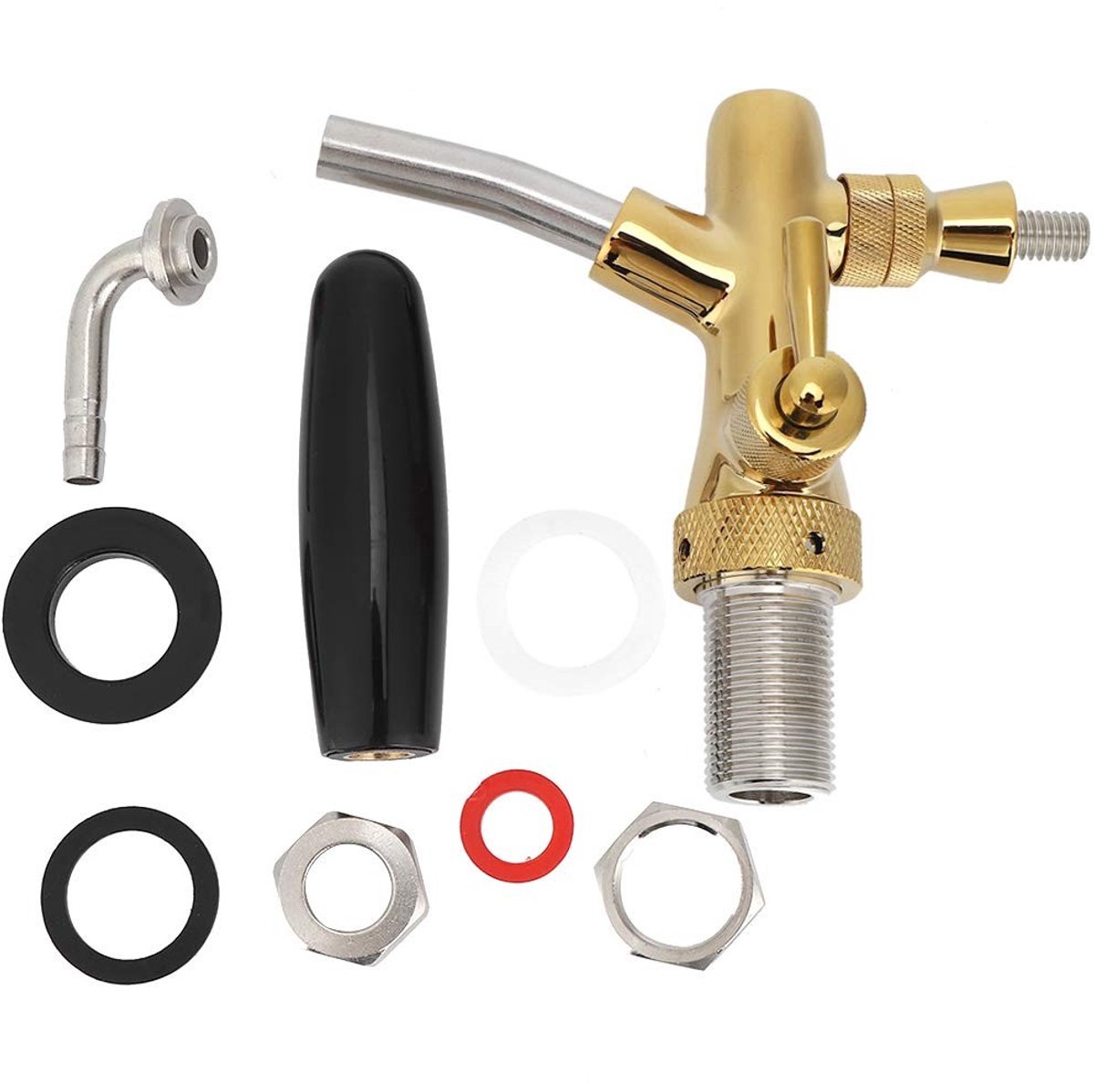 Dailygoody - Bier Keg Tap - Verstelbare Bierkraan - Hoogwaardige Messing - Geschikt voor Thuis Bar en Restaurants - Rood - Bier Tap Accessoires