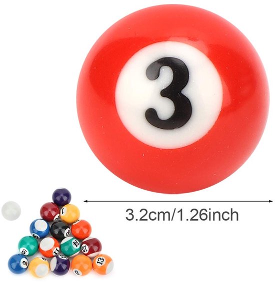 Dailygoody - Biljartballenset - Mini-hars biljartballen - Compleet met 16 stuks - 32 mm - Biljarttafel accessoires - Geschikt voor snooker en biljart ... — afbeelding 4