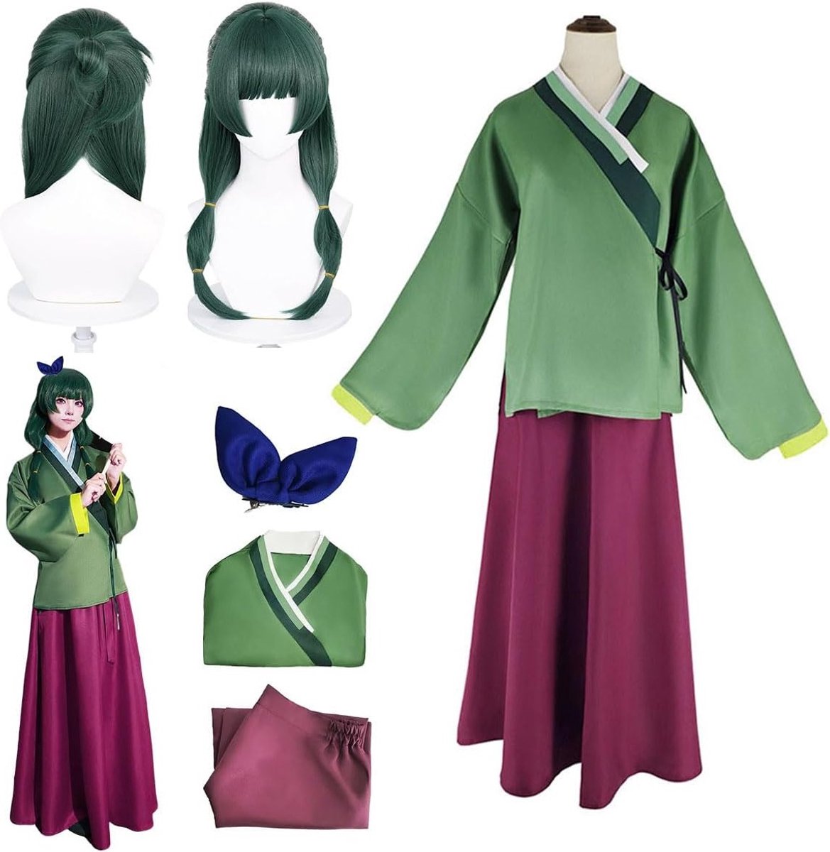 Vrouwelijk Cosplay Kostuum met Perkamenten Hoed en Pruik voor Halloween, Anime en Carnavalsfeesten