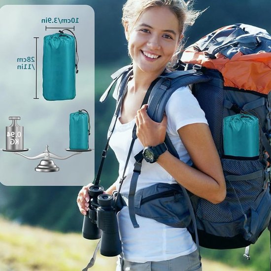 Self Inflating Camping Mat - 9cm Portable Waterproof Sleeping Mat - Outdoor Hiking Gear - Lightweight Single Roll Air Sleeping Mat - Camping Mattress with Built-in Foot Pump (Blue) van Merkloos — afbeelding 4