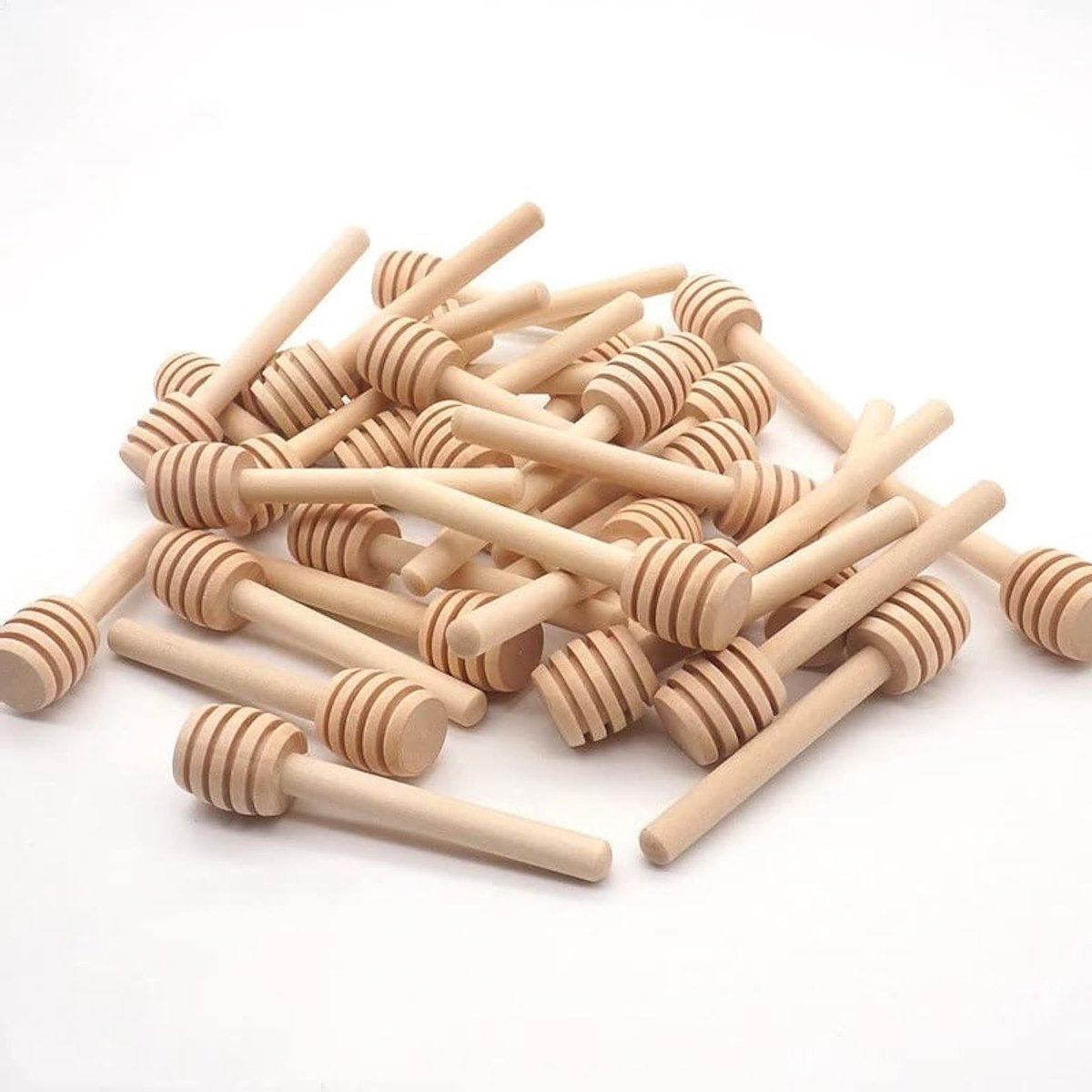 Houten honinglepels met grote handgreep - 30 stuks, ideaal voor jam, honing en mixen