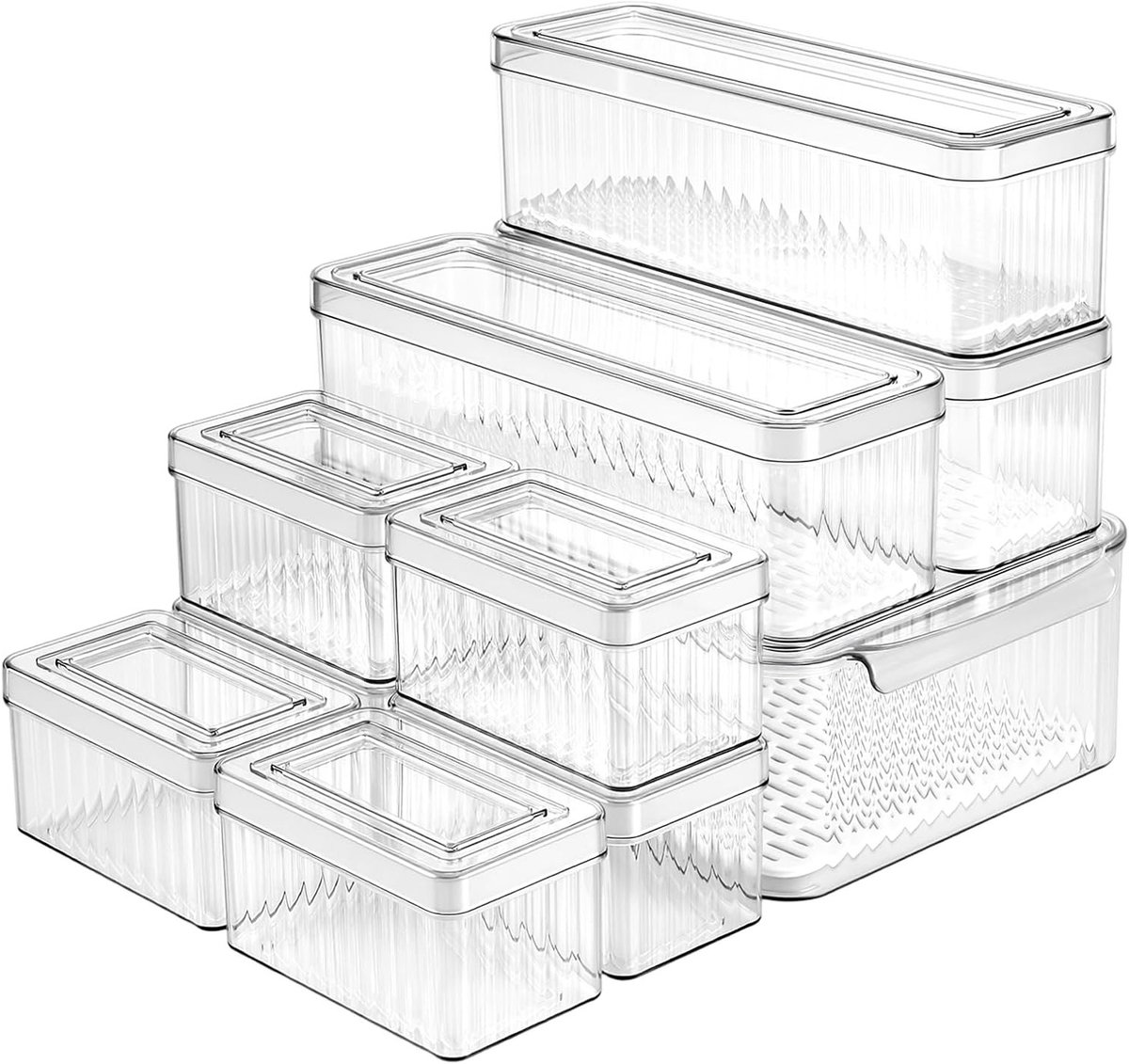 10-delige stapelbare opbergset voor koelkast - Transparante containers met deksels
