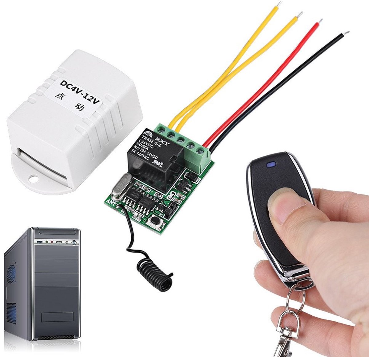 Dailygoody - Draadloze Relay Afstandsbediening - Voor Toy Car en Garagedeuren - Betrouwbare bediening - DC 4V 12V - Eenvoudig in gebruik - Geschikt vo