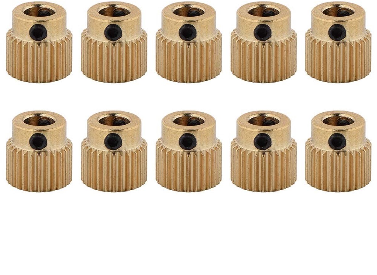 Dailygoody - 3D printer onderdelen - Brass extruder wielen - 10 stuks - Goud - Drive wheels - Perfect voor CR-10 en Ender 3 printers - 26 tanden