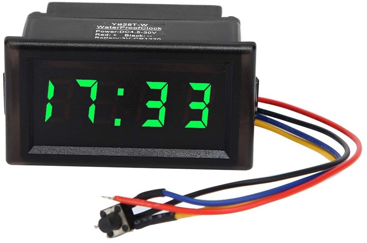 Solidchoice - Dailygoody - Digitale Auto Klok - Waterproof - Groen - LED Display - Multifunctioneel - Geschikt voor Auto's - Compact
