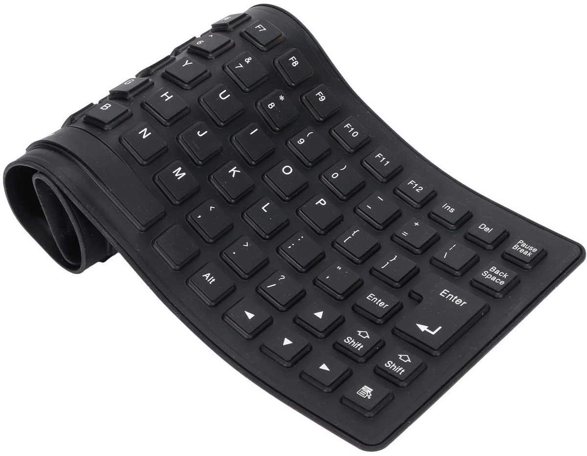 Dailygoody - Flexibel Siliconen Toetsenbord - USB Bedraad Toetsenbord - Waterdicht en Draagbaar - Zwart - Comfortabel en Stil Toetsenbord - Geschikt v...