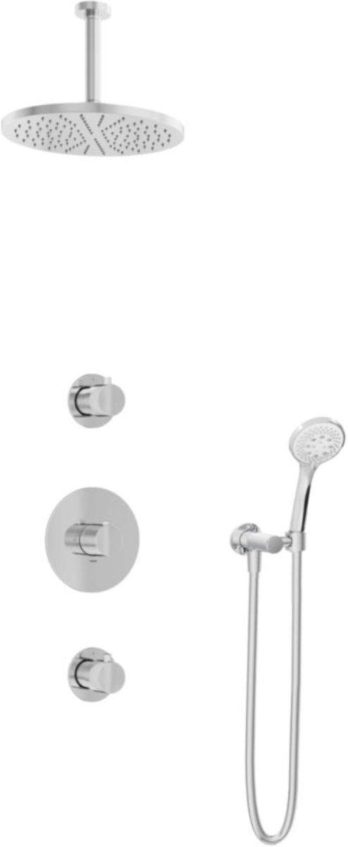Hotbath Buddy - Inbouw Regendoucheset - 2 Stopkranen - Thermostatisch - Plafondbuis 15 cm