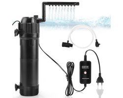 5-in-1 aquariumfilter met 650 l/h pomp, 6 W filter en 8 W UVC-lamp met timer voor aquaria, ideaal voor helder water en optimale filtratie