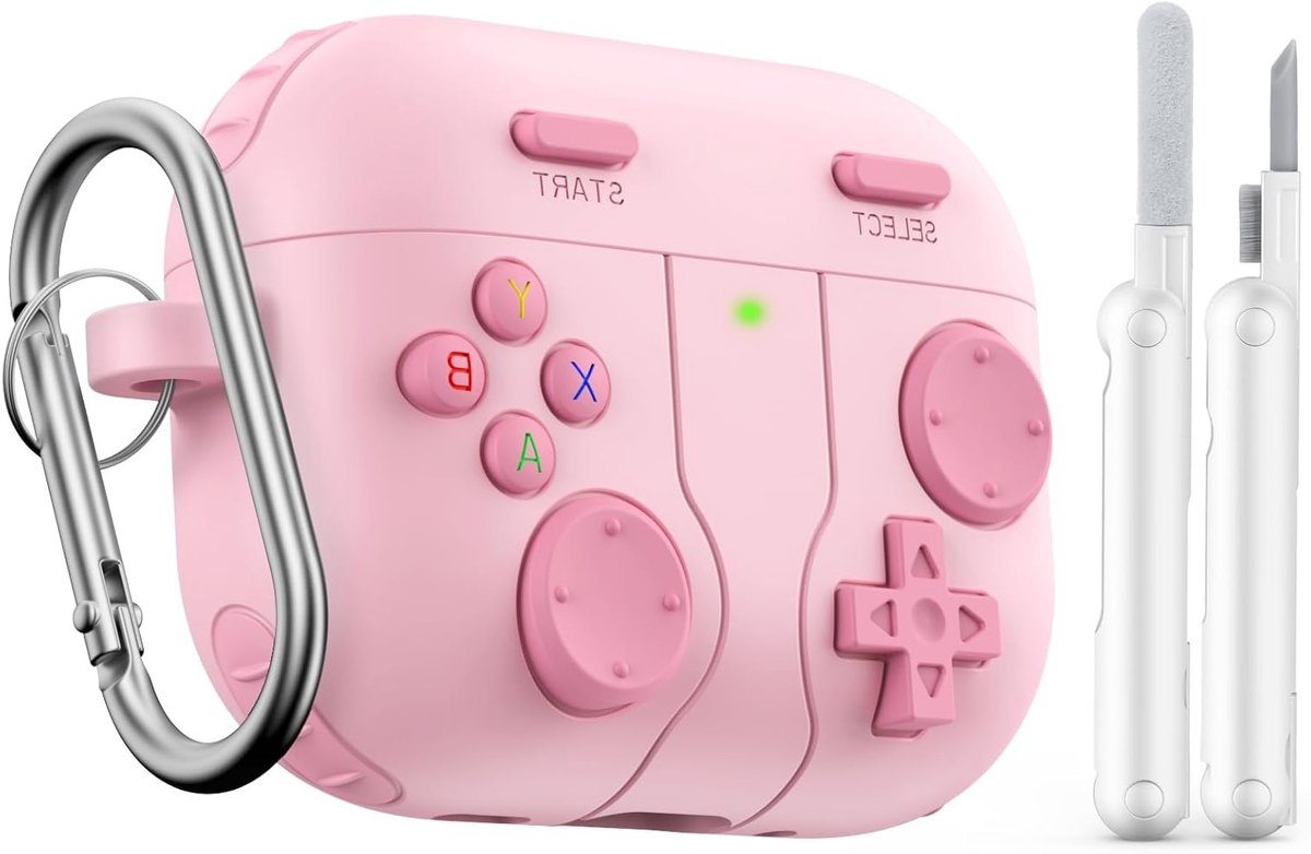 Game Case voor AirPods Pro 3 - Beschermende Silicone Cover met Schoonmaakset en Sleutelhanger, Schokbestendig en Draagbaar in Roze, Geschikt voor 3e Generatie AirPods Pro