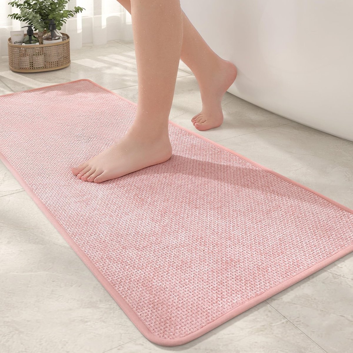Dailygoody - Badmat - Zachte Badkamer Tapijt - Absorberend - Roze - Glijveilig - Geschikt voor Douche en Badkuip