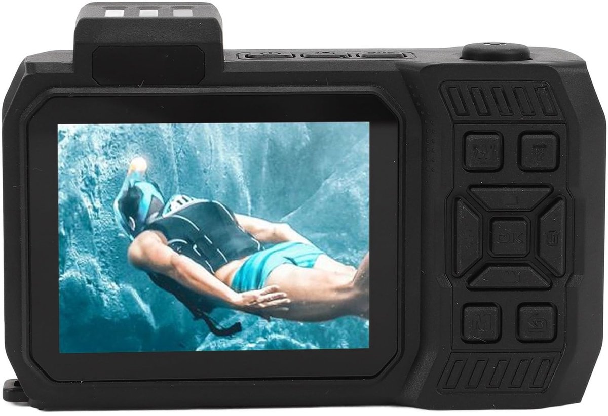 Dailygoody - 4K Onderwatercamera - 18x Optische Zoom - Dubbel Scherm - Zwart - Waterdichte Camera - Voor Snorkelen - 65MP