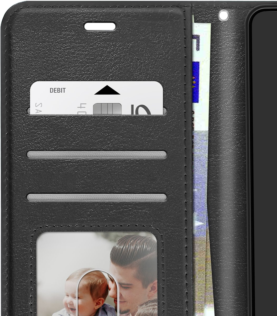 Mayaxess, Hoesje geschikt voor Honor 600 Lite - Wallet Case met Koord & Standaard, Zwart