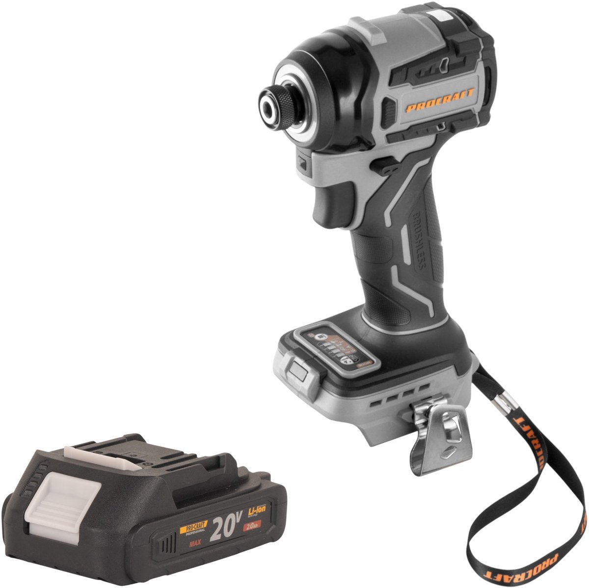 Procraft Industrial ID20Abb accu-slagmoersleutel 20 V 180 Nm 1/4" + 1x accu 2,0 Ah - zonder oplader