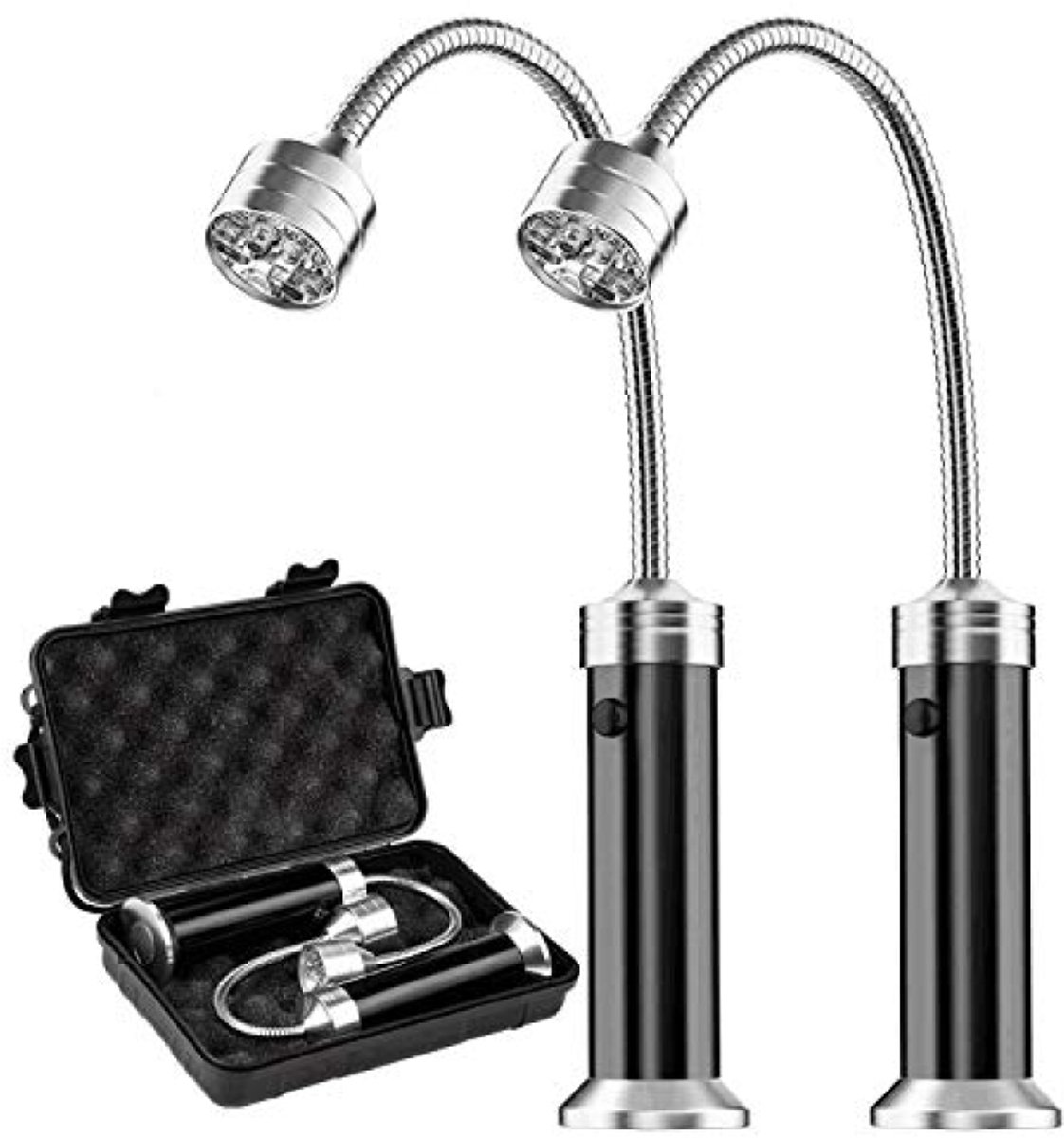 Barbecuelamp met magnetische voet, 2 stuks, LED, 360° draaibaar, zwart