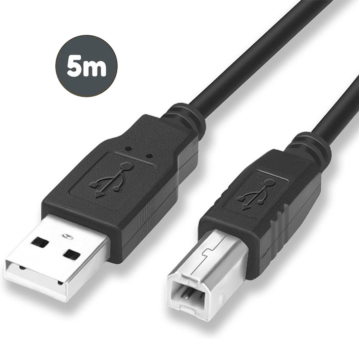 Printerkabel-USB A naar USB B Kabel-Printer kabel usb-USB 2.0-Kabel voor Printer-Universele Printer Kabel-Zwart-5 meter(Meest nauwkeurige lengte: 4.4 meter)