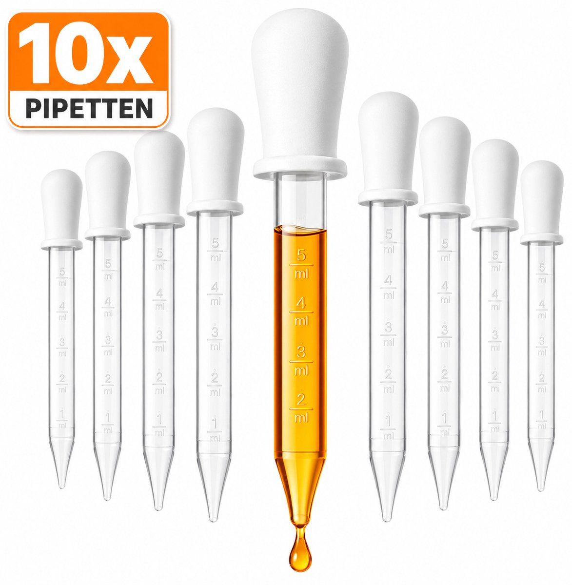 10x Pipetflesje 5 ml - Lekvrij - Pipet voor Vloeistoffen - Druppelteller