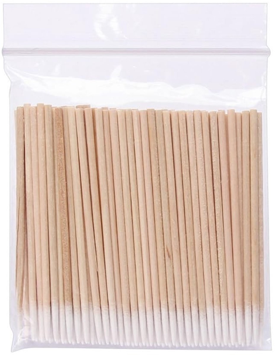 Allecto - Wattenstaafjes - Micro Applicator Brushes - 300 Stuks - Houten Sticks - Voor Make-up en Reiniging - 10 cm - Geschikt voor Eyelash Extensions