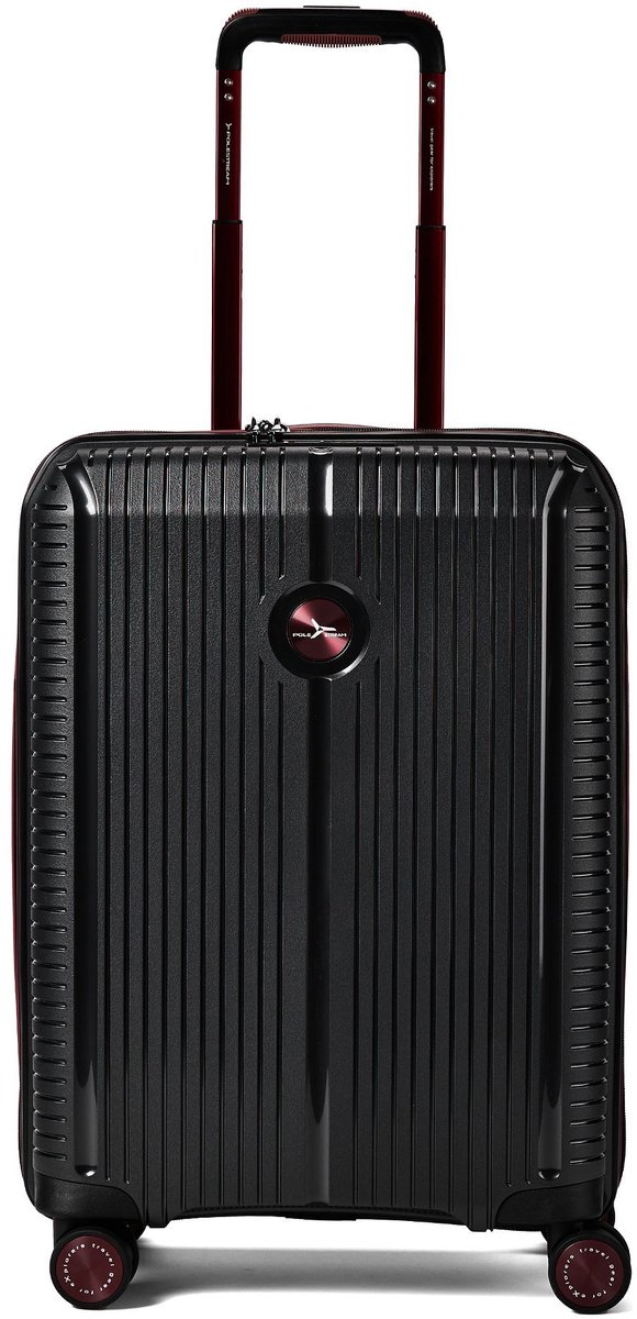 Polestream Paris 4 wielen Cabinewagen 55 cm met uitbreidingsplooi - Harde bagage - TSA slot - black metallic
