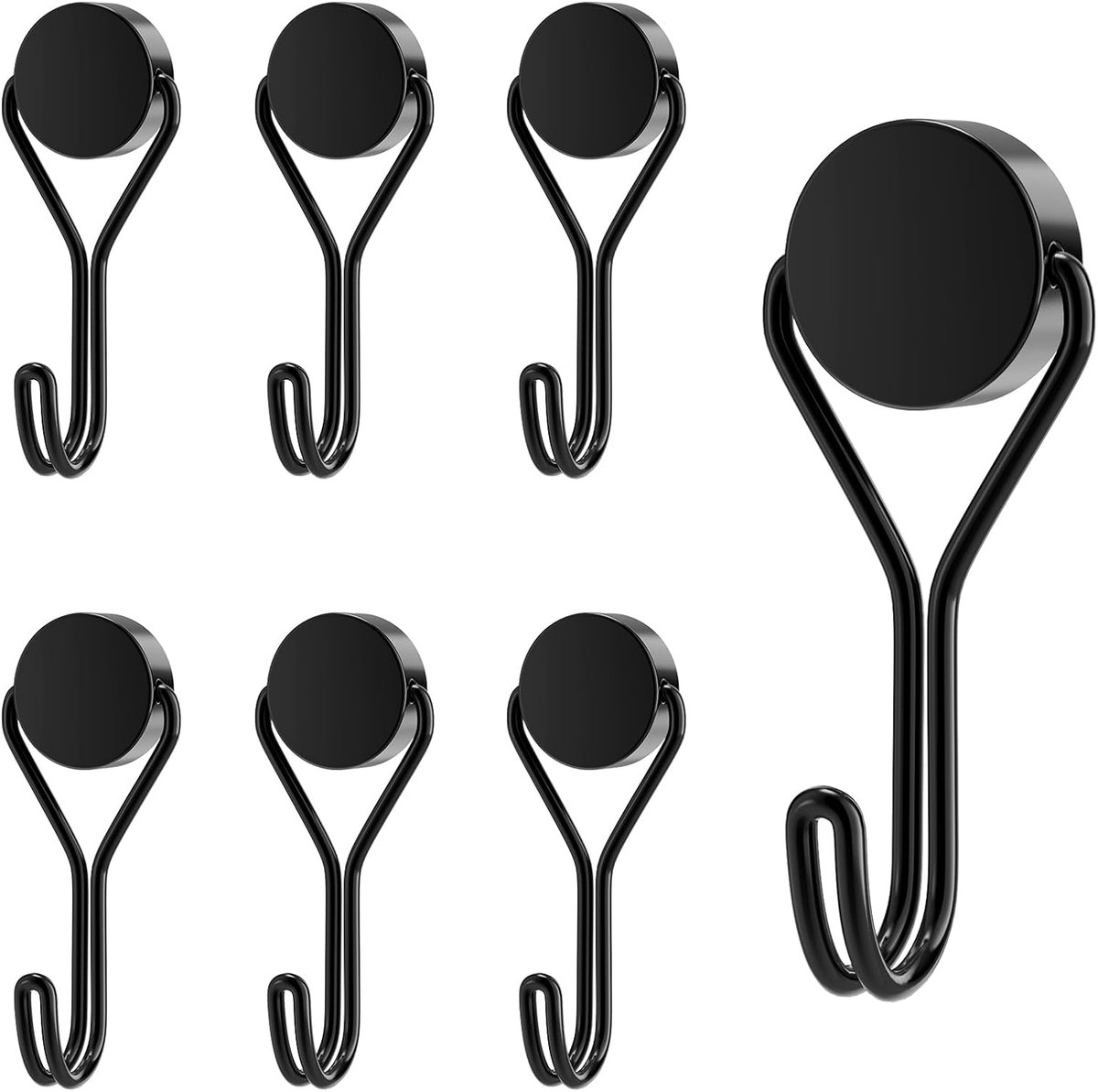 Magnetic Hooks Set of 6 Magnetic Hooks Black Extra Strong for Kitchen Gadgets Bedroom Lock