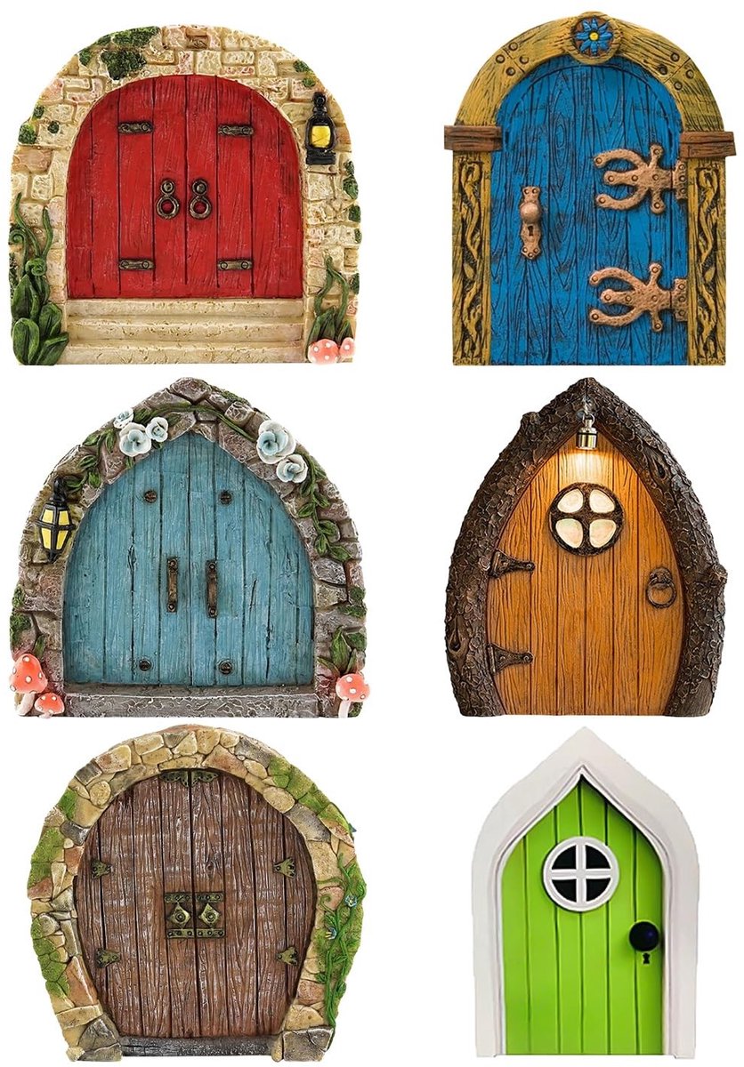 Allecto - Miniatuur tuindeur - Feeëndeur - Decoratieve mini-deur voor buiten - Veelkleurig - Houten tuindecoratie - Unieke charme - Geschikt voor t...
