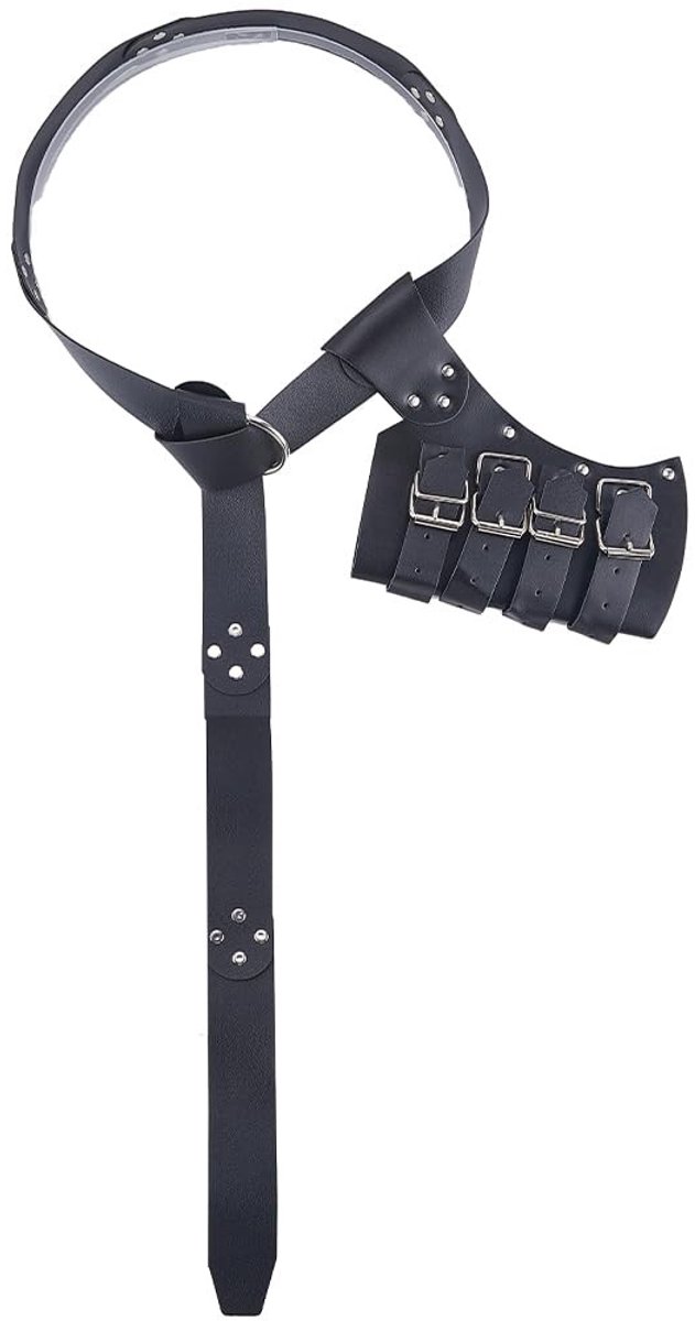 Allecto - Middeleeuwse zwaardhouder - Zwaard riem - Verstelbare taille riem - Zwarte faux leren schede - Halloween kostuum - Geschikt voor Viking e...