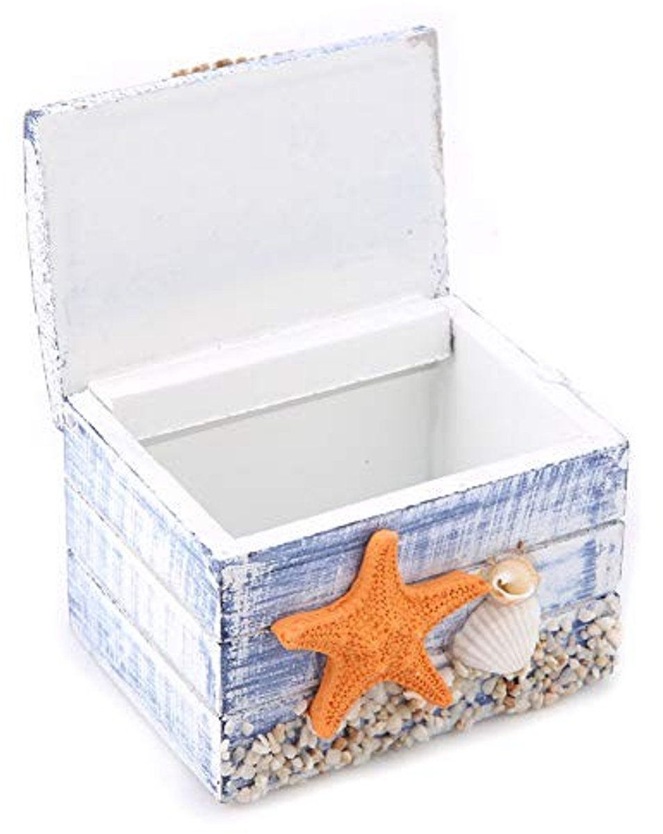 Allecto - Houten schatkist - Sieradendoos - Mediterraan design - Geel - Opbergdoos voor snoep en sieraden - Draagbaar en stijlvol - Geschikt voor b...