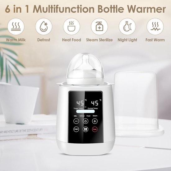 Multifunctionele Flesverwarmer, 6-in-1 Snelle Elektrische Flesverwarmer, Flessterilisator met Touchscreen, Dampsterilisator met Slimme Temperatuurregeling, Automatisch Uitschakelen (Opmerking: De doos bevat geen flessen.) — afbeelding 3