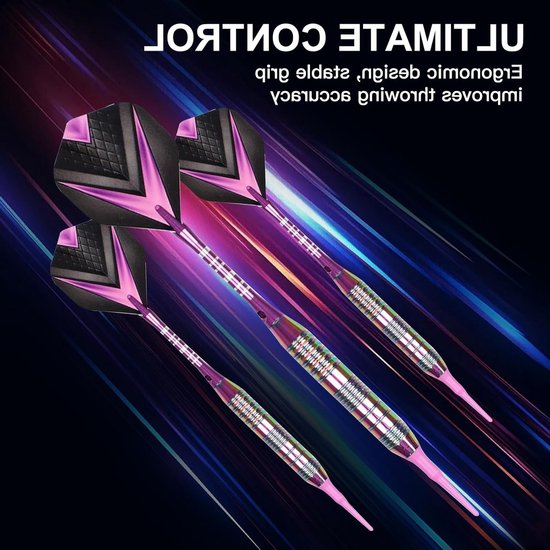 Set van 3 professionele darts met plastic punt, 21 g voor elektronische dartborden, inclusief opbergdoos en dart flights — afbeelding 2