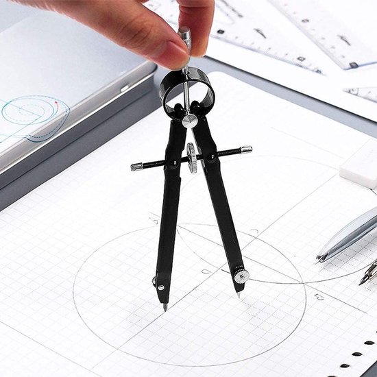 Professionele Geometrische Compassen Set van 2 voor Wiskunde, Tekeningen en Ontwerpen met Extra Vulpenlood van Merkloos — afbeelding 4