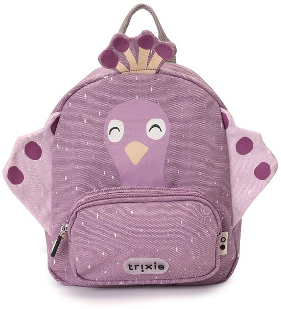 Trixie | Rugzak - Mrs. Peacock - Schooltas Waterafstotend - Boekentas voor Kind - Voor Jongens en Meisjes - Geschikt als Gymtas - Paars
