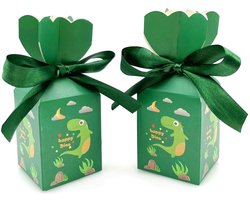 Allecto - Groene cadeaudozen - Dinosaurus-patroon - Perfect voor kinderfeestjes - 50 stuks - Papieren snoepbox - Geschikt voor kindergeschenken - F...