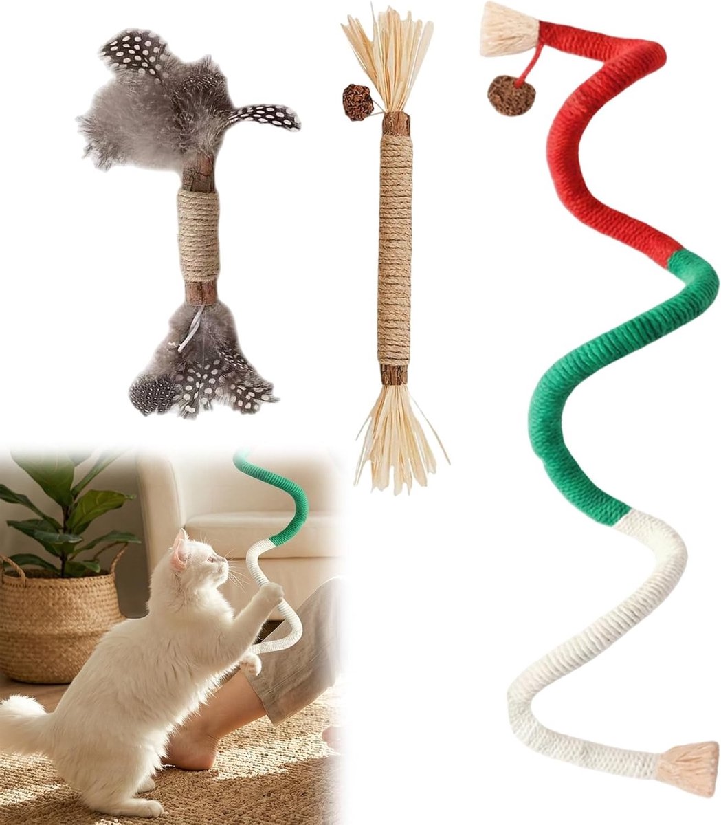 Interactieve Katten Speeltjes - 3 Stuks Catnip Sticks voor Tandverzorging en Speelplezier