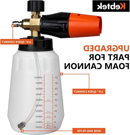 Hogedrukspuit met Schuimpistool 1L, 5 Spuitmonden en Adapter voor Kärcher K Series - 5200 PSI, Effectieve Reiniging en Gebruiksvriendelijk van Merkloos	 — afbeelding 2