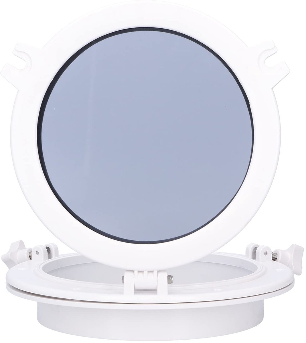 Allecto - Patrijspoort raam - Vervangingsvenster - 25,4 cm ronde opening - Wit ABS gehard glas - Universele opening - Geschikt voor marine boot jac...