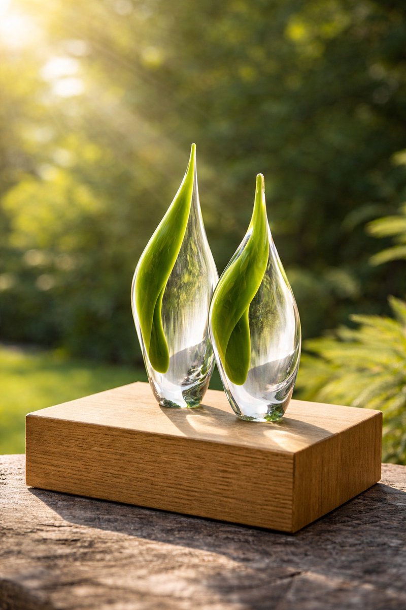 Kristalglas Leerdam Lentegloed – Kristallen Duo - Groen - Voor Binnen - Staand