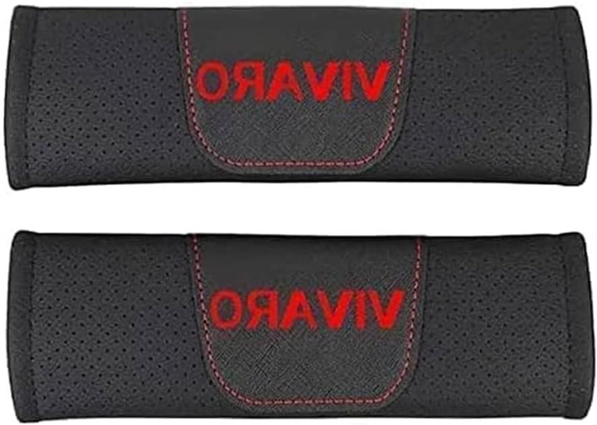 Autogordel Covers - Schouder Pads - Comfortabel Rijden - Zacht Leder - 2 Stuks - Zwart Rood