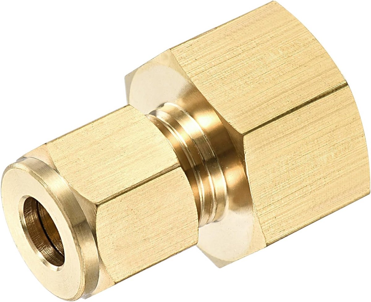 Compressiebuizen montage - rechte koppelingsadapter - messing - ideaal voor buizen - goudkleurig - G1/2 binnendraad x 8 mm