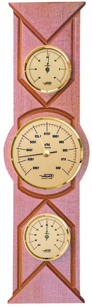 Weerstation Hout - Weerindicator Binnen - Weersvoorspelling Binnen - Gecombineerde Instrumenten - 44 cm Hoog - Multikleur