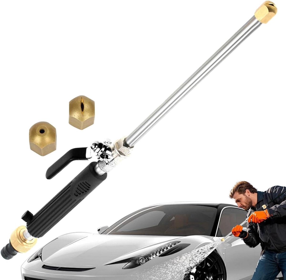 Hogedrukmondstuk - Reinigingsmondstuk - Efficiënt Reinigen - Aluminium Legering - 465 cm - Zilver