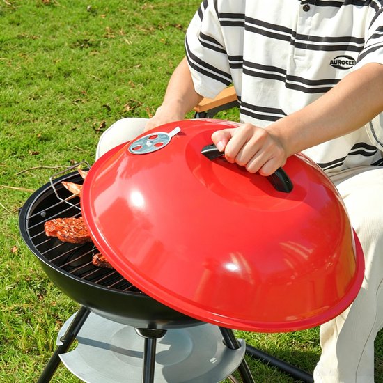 Draagbare houtskoolgrill van 43 cm robuuste bolvormige grill en rookoven geschikt voor kamperen terrassen achtertuinen en picknicks — afbeelding 2